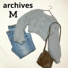 archives グレー シャギーニット カーディガン M ショート丈 可愛い