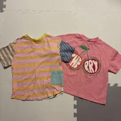 カラフルストライプとチェリーTシャツ　2枚セット