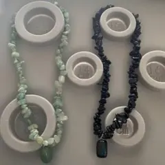 り*マ様 天然石ネックレス 緑色と黒色2本セット