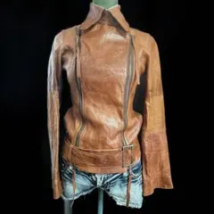 レザー ジャケット ライダース ギミック ベルト y2k グランジ 平成