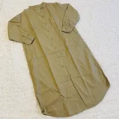 chocol raffine robe】長袖ノーカラーシャツワンピース　ベージュ