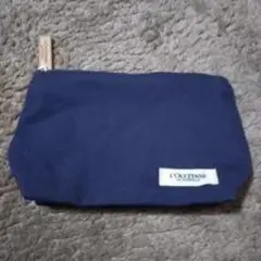 ネイビー キャンバスポーチ 約25cm x 15cm