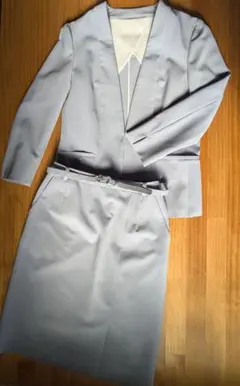 スーツカンパニー スーツスカート上下 ベルト付　ブルー　36