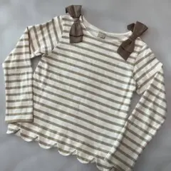 【美品】petit main ボーダー長袖Tシャツ