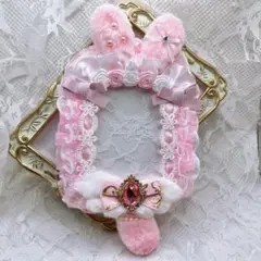 ♡うさ耳硬質ケース痛ロゼット♡デコ リボン