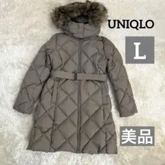 UNIQLOユニクロパウダーソフトダウンジャケット ダイヤモンドキルトL グレー