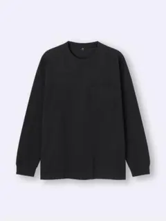 【美品】GU ヘビーウェイトクルーネックT(長袖) Black Sサイズ