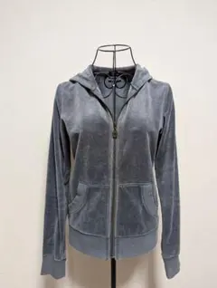 スカルデザイン グレー フルジップパーカー