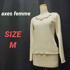 axes femme　アクシーズファム　カットソー　花柄刺繍　長袖　M