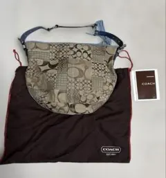 COACH コーチ　パッチワーク　ワンショルダーバッグ　シグネチャー　ブルー