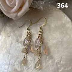 14kgf エチオピアオパールとローズクォーツのピアス