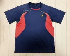 ミズノ 半袖Tシャツ ネイビー レッド スポーツウェア 野球 Mのサムネイル