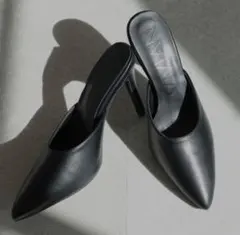 ⭐︎ブラックフライデーセール⭐︎ブラック ポインテッドトゥ ミュール 高ヒール