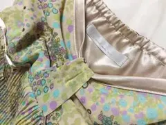 花柄ひざ丈ドレス ワンピ ライトグリーン