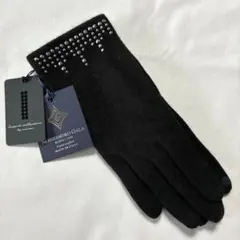 Alessandro Gala・カシミヤ100%キラキラ手袋（黒ブラック・スマホのサムネイル