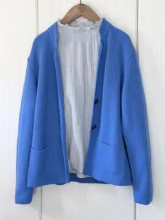 UNITED COLORS OF BENETTON ベネトン青ニットカーディガン