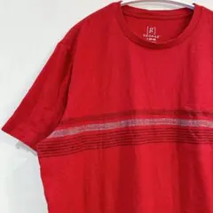 美品✨GEORGE 【L】レッド Tシャツ ポケット　ボーダー　春夏　運動　半袖のサムネイル