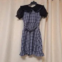 チェック柄半袖ミニワンピース