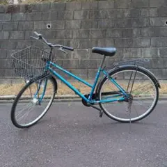 青色シティサイクル 前面バスケット付き　引き取り限定 本体 シティサイクルの商品一覧｜自転車｜ホームセンターナフコ【公式通販】