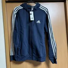 新品未着用】adidas3ストライプジップアップパーカー/ネイビー×ブルー 