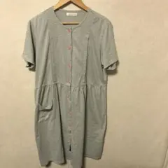 Maternity 授乳服 グレーと白のストライプ