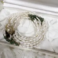 淡水パールネックレス　6連　チョーカー　シルバー刻印