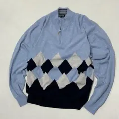 D*a様 00s 4L カシミヤ100% アーガイル ハーフジップ ニット オー