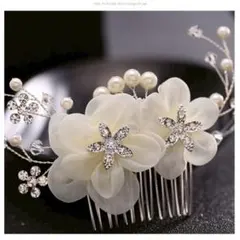 髪飾り　花　パール　お正月　かんざし　和装　発表会　　結婚式　成人式