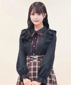 アクシーズファム 丸襟長袖ブラウス 黒 Mサイズ POETIQUEのサムネイル