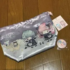 新品タグ付き キキララ×サンキューマート ポーチ 巾着 缶バッジ