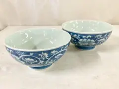 D*o様 ★有田焼 青色と白色の花柄 飯碗 2個セット