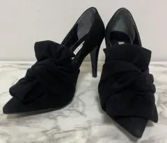 極美品✨DIANA ブラックスエード リボン　ハイヒール
