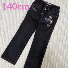 [平成レトロ]140cm メゾピアノ ベリエ デビル ハート　デニムパンツ