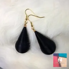 大人シックしずくボール型ブラック～M（ピアス・イヤリング）