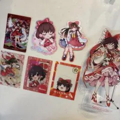 【まとめ売り】東方Project 霊夢 ステッカー・カード アクリルスタンド