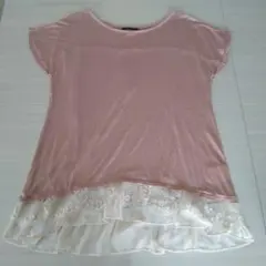 Reflet ピンク 半袖Tシャツ レース付きのサムネイル