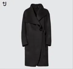 UNIQLO+J ユニクロ カシミヤブレンドノーカラーコート ブラック S