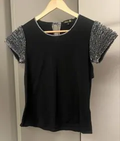 ドゥロワー　ラメフリルTシャツ　ブラックのサムネイル