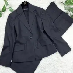 インディヴィ　パンツスーツセットアップ　1B　フレアパンツ　XXXL　ダークグレ