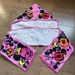 ミッキーマウス フード付きタオル ピンク