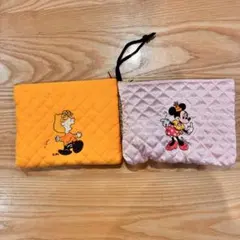 スヌーピー＆ミッキー刺繍ポーチ2点セット