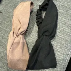 ツイストヘアバンド 2色セット ベージュ・ブラック