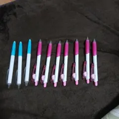 【新品】黒ボールペン 10本セット 青 ピンク