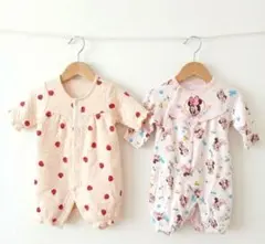 ミニー いちご ベビー服 ロンパース 2枚セット 出産準備 新生児 50-60