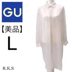 【美品】GU ジーユー シャツワンピース シャツ ブラウス シースルー シアー