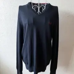 FRED PERRY フレッドペリー　　Vネックウールセーター S 紺ネイビー