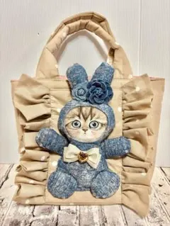 コヤンイサムチョン うさぎ着ぐるみ猫 デニムトートバッグ - メルカリ