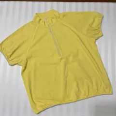 ハーフジップポロシャツ【中古】UNIQLO イエロー　パフスリーブ　XLサイズ