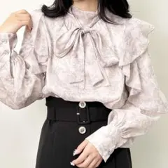INGNI ブラウス レディース　袖フリル花柄シアーブラウス　ピンク　フラワー