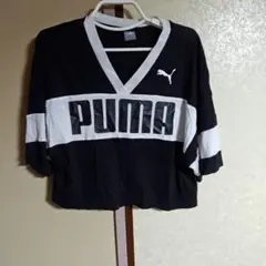 PUMA クロップドTシャツ ブラック/ホワイト